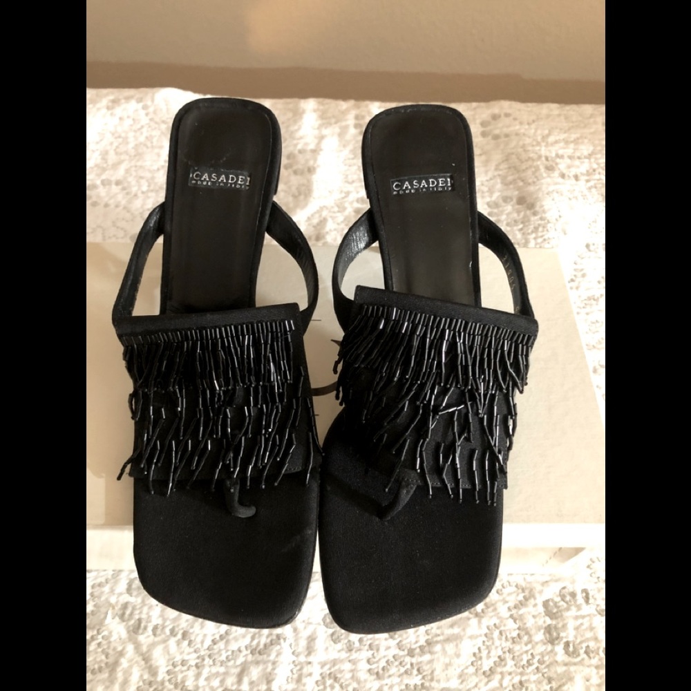 New Casadei evening sequined heels/ thong size 7